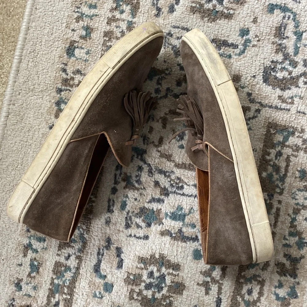 Frye Brown Suede Tassel Slip-On Sneakers